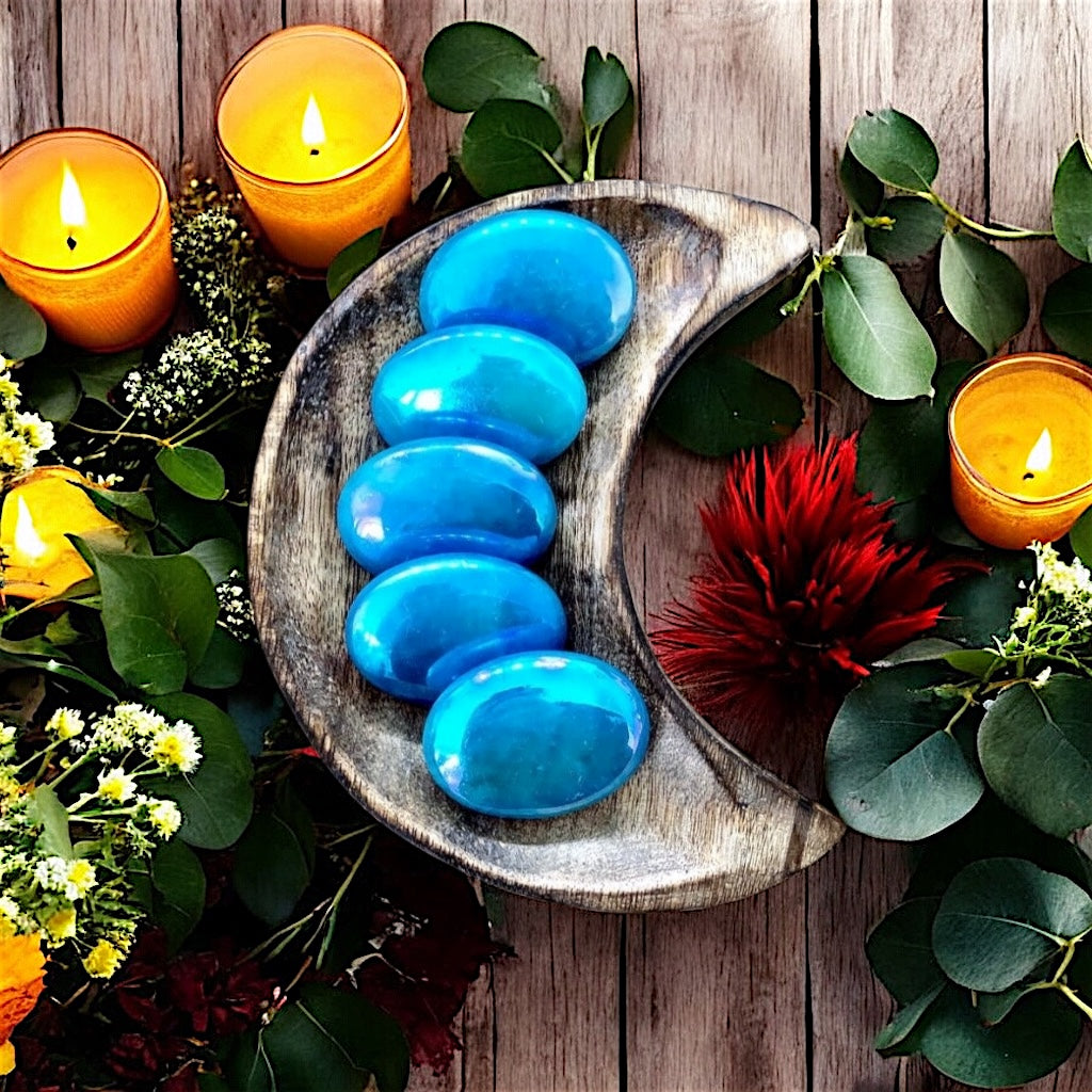 Aura Rose Quartz Pillow Palm Stone ~ Ocean