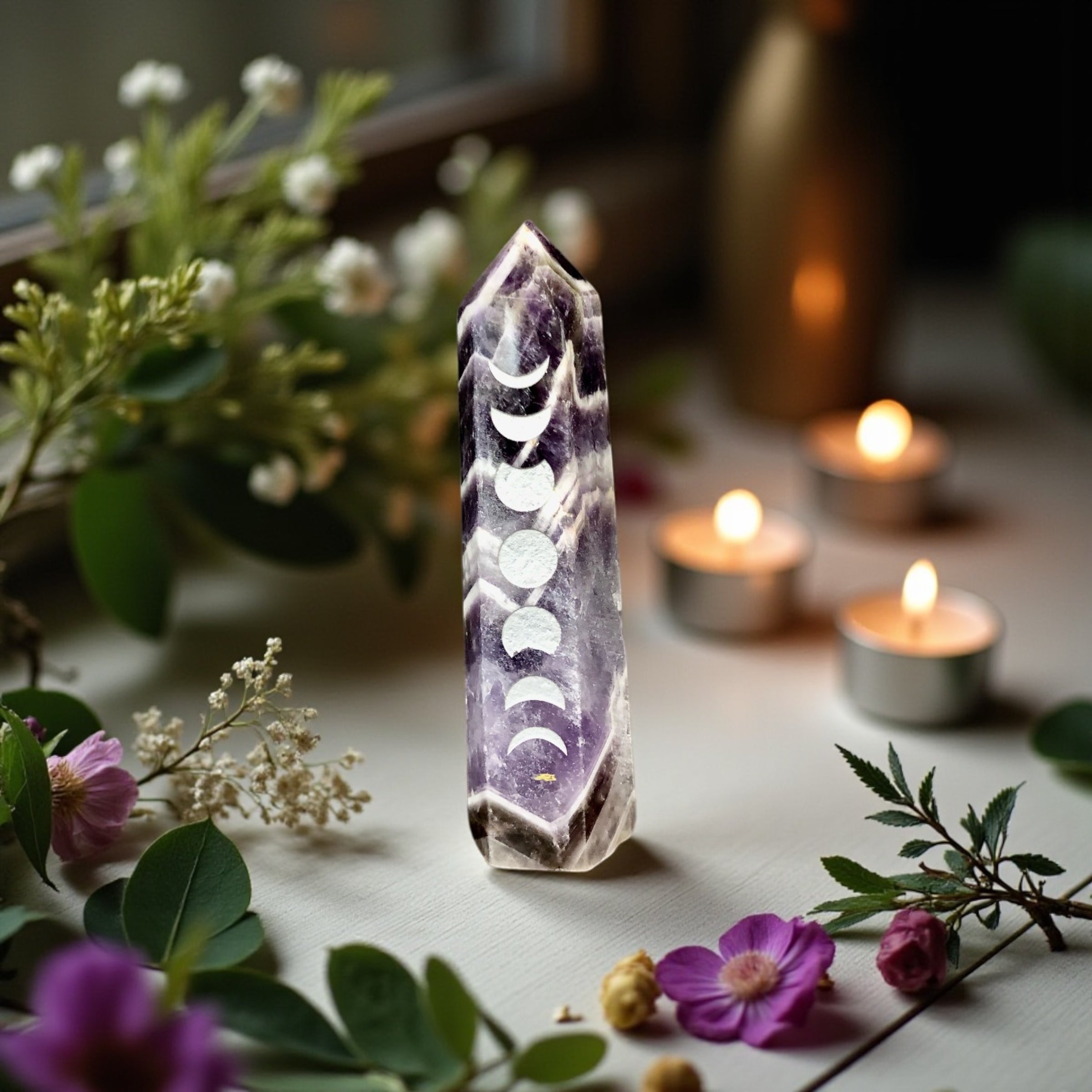 Chevron Amethyst Point | Moon Phase