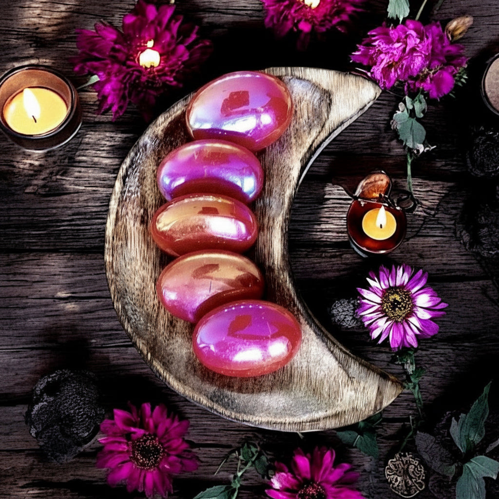 Aura Strawberry Obsidian Pillow Palm Stone