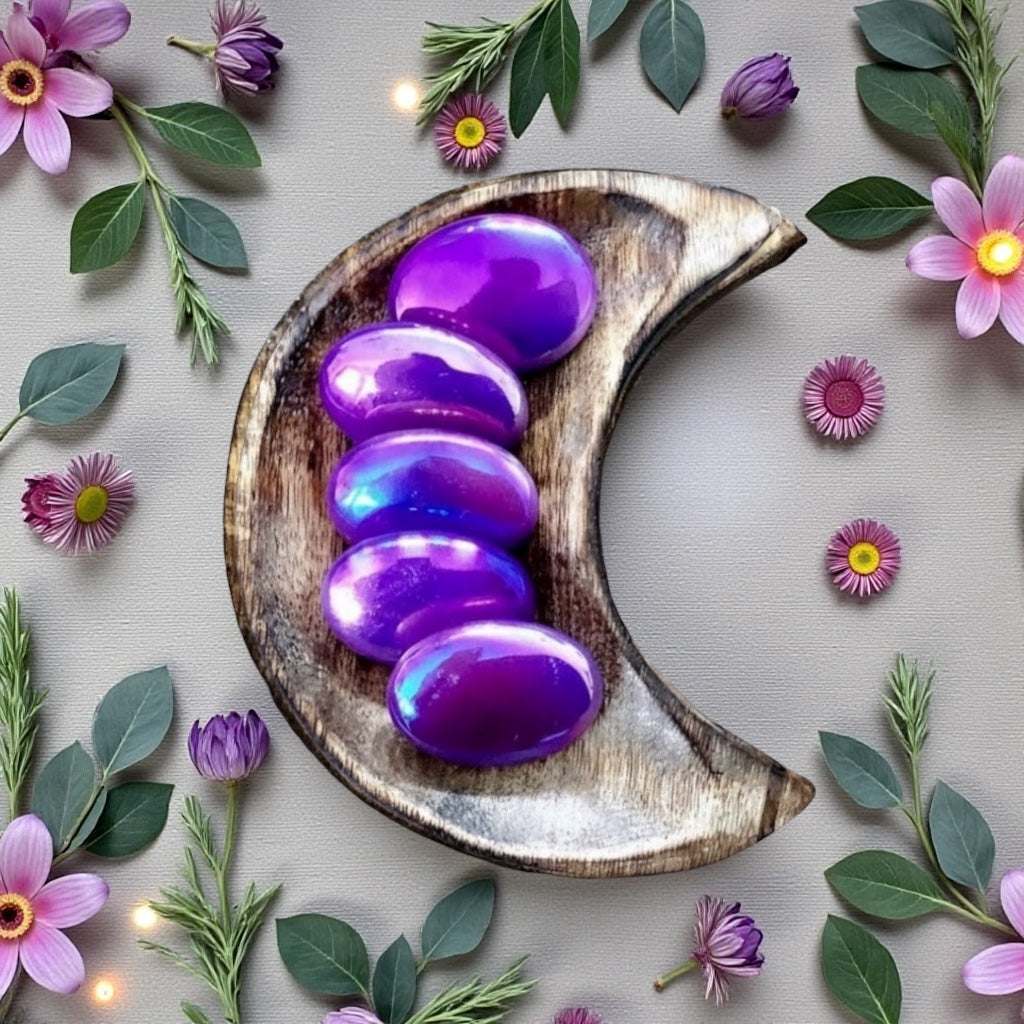 Aura Rose Quartz Pillow Palm Stone | Lavender