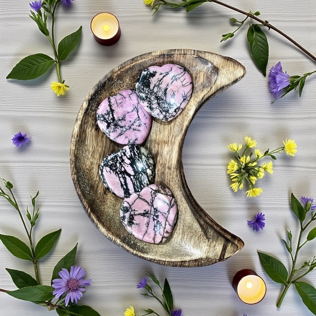 Rhodonite | Heart Worry Stone
