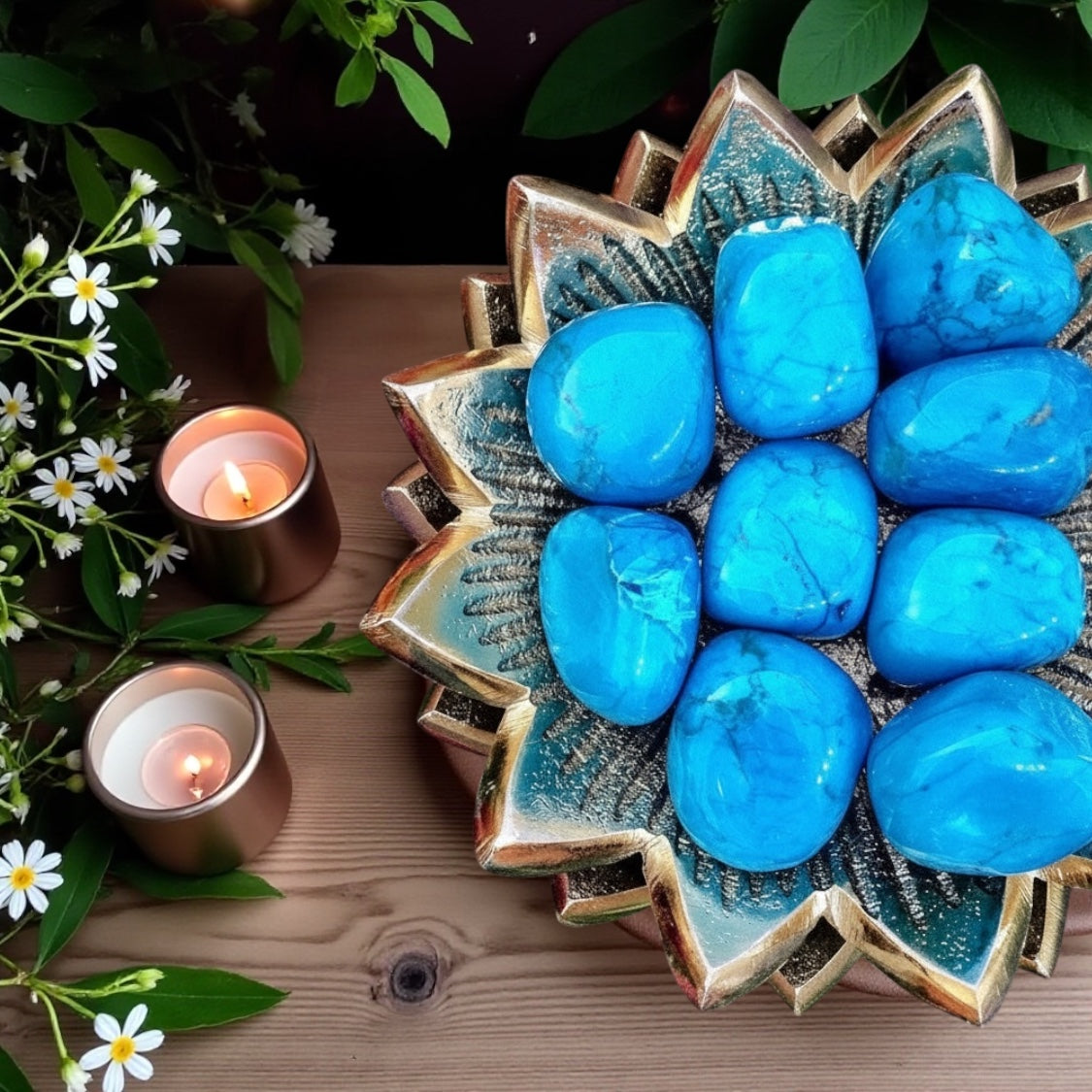 Howlite Tumbles | Turquoise