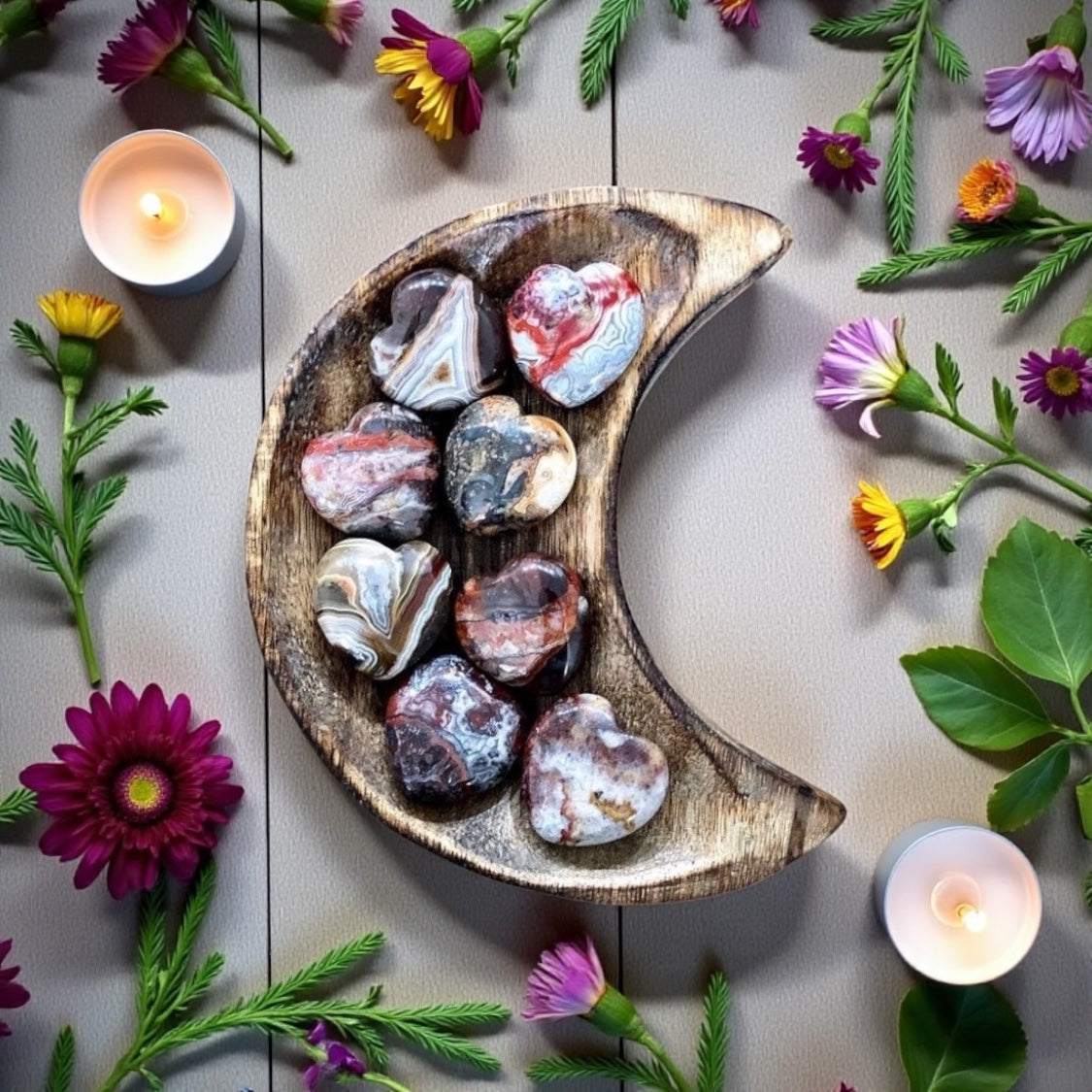 Crazy Lace Agate Heart | Red