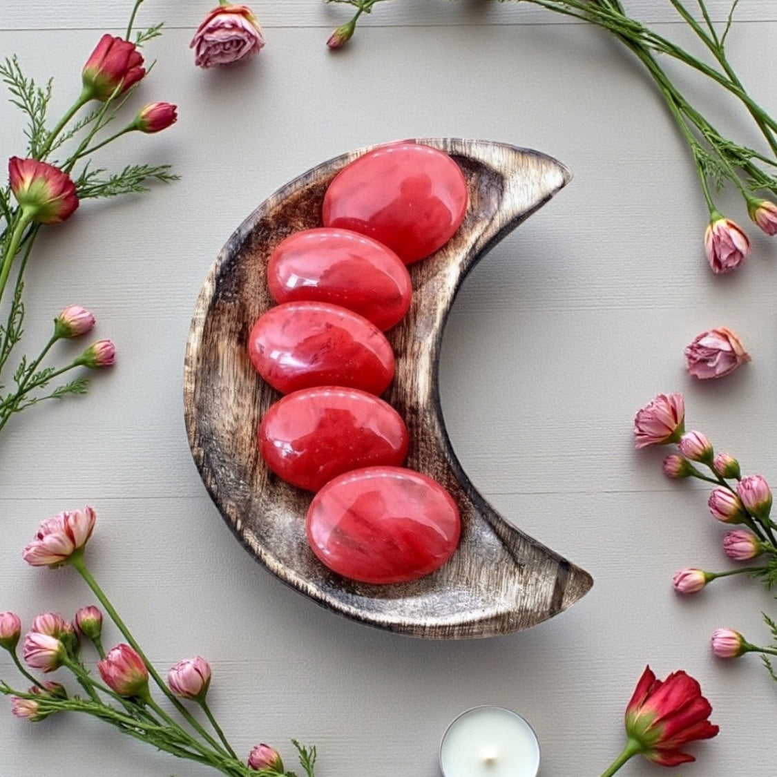 Strawberry Obsidian Pillow Palm Stone