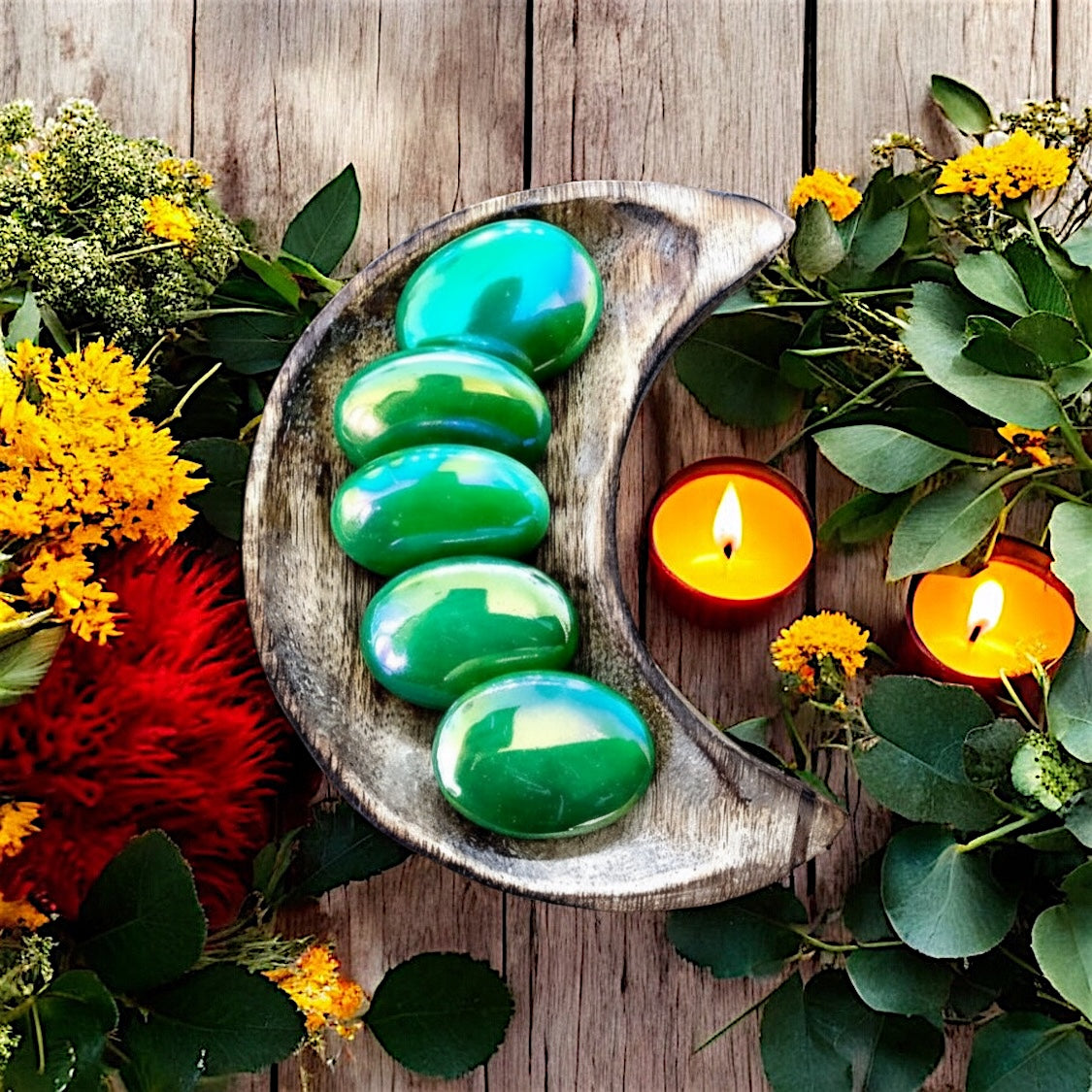 Aura Rose Quartz Pillow Palm Stone | Lime