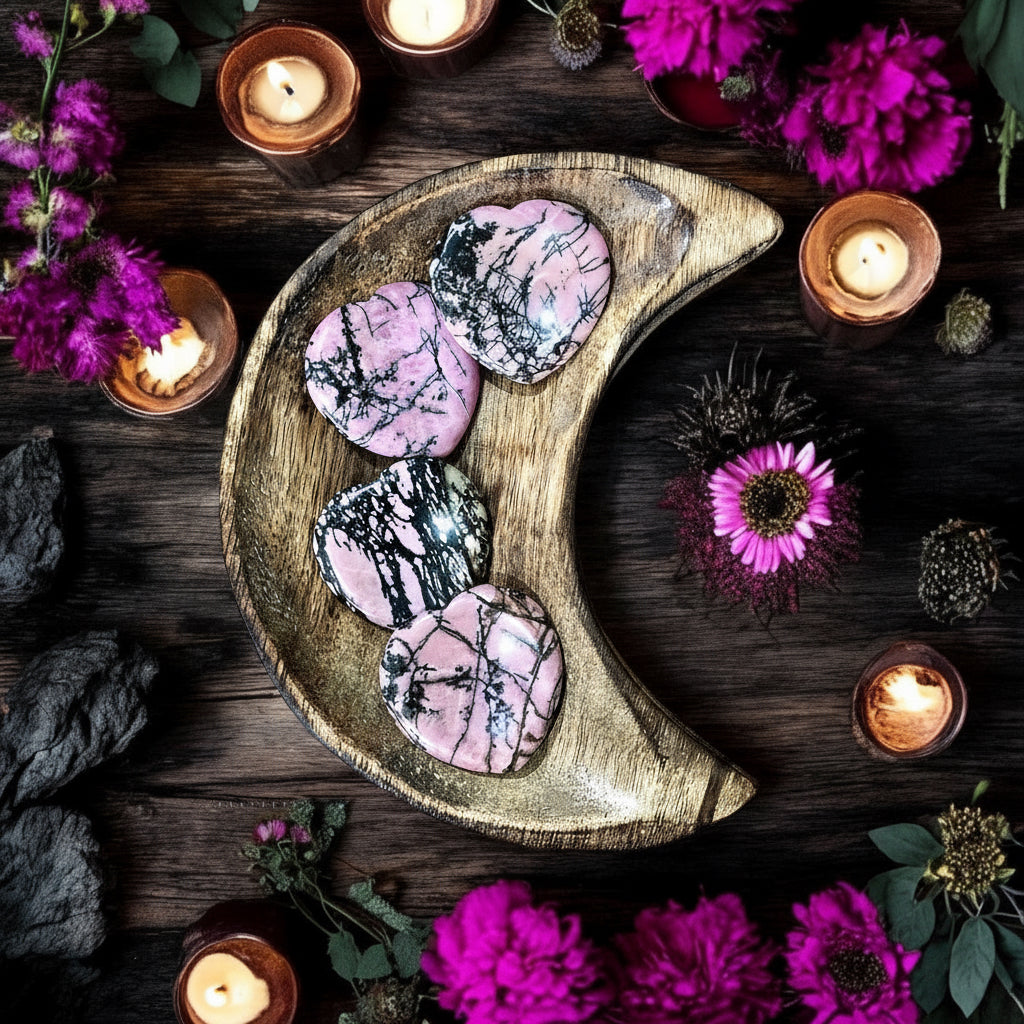 Rhodonite | Heart Worry Stone