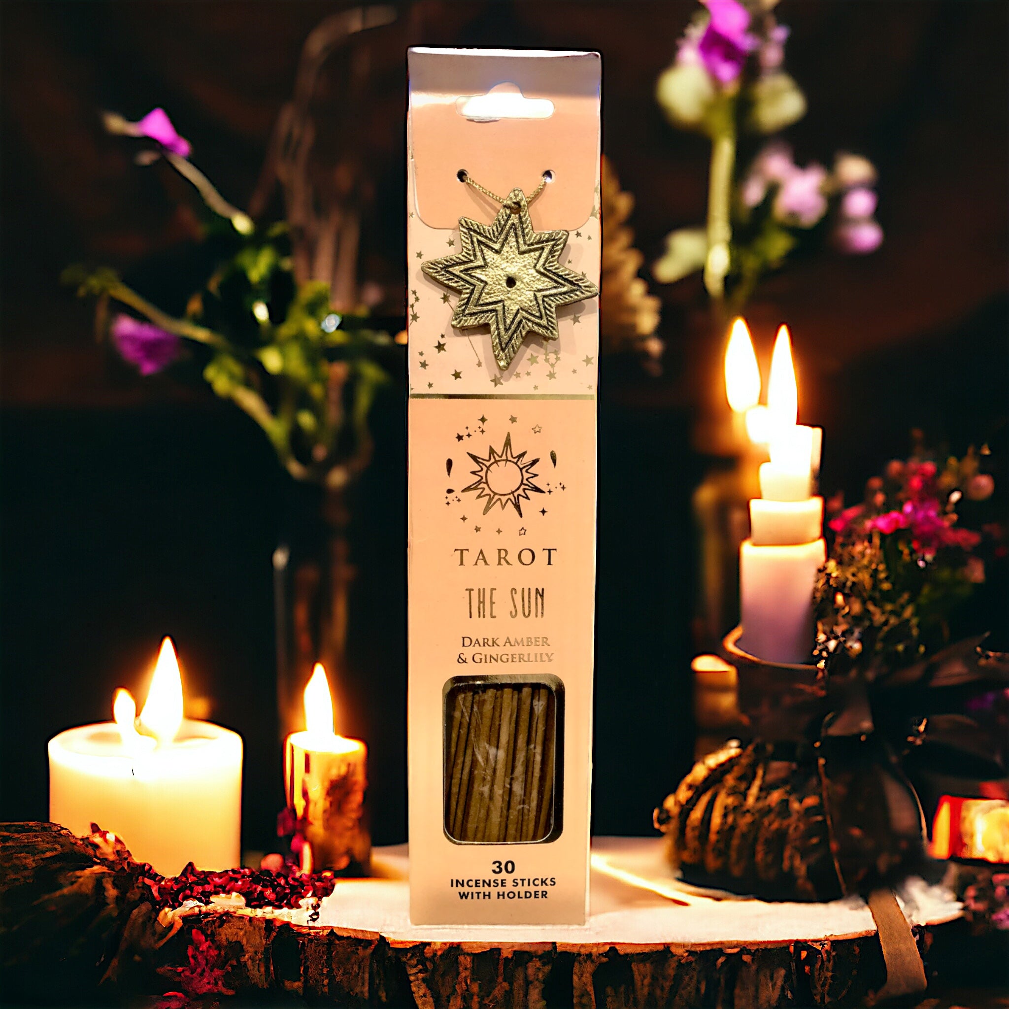 Tarot Cards Incense Sticks | The Sun - Dark Amber & Gingerlily
