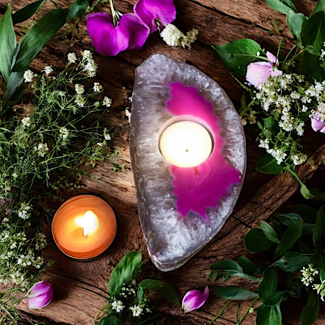 Agate Tea Light Candle Slab