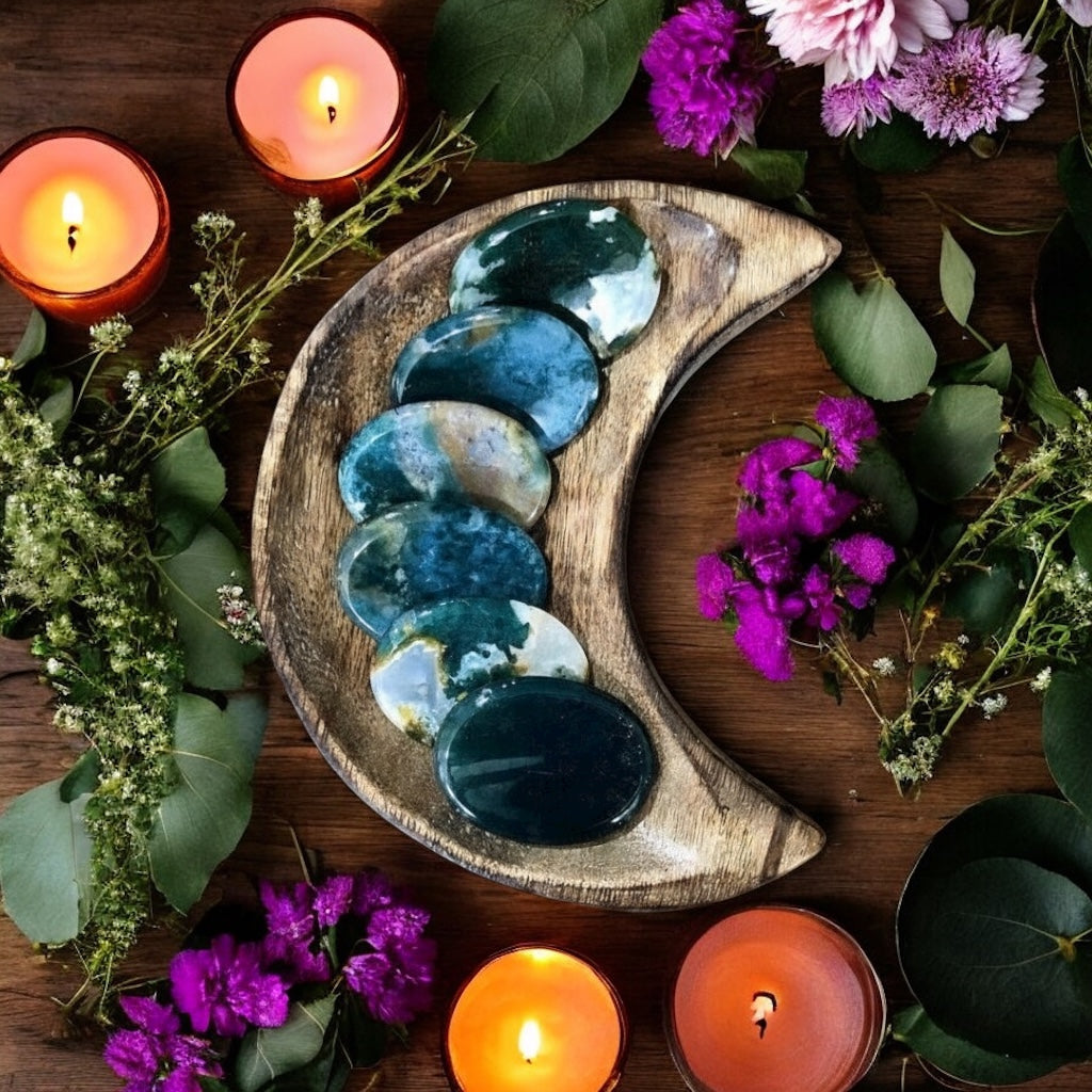 Moss Agate Worry Stone