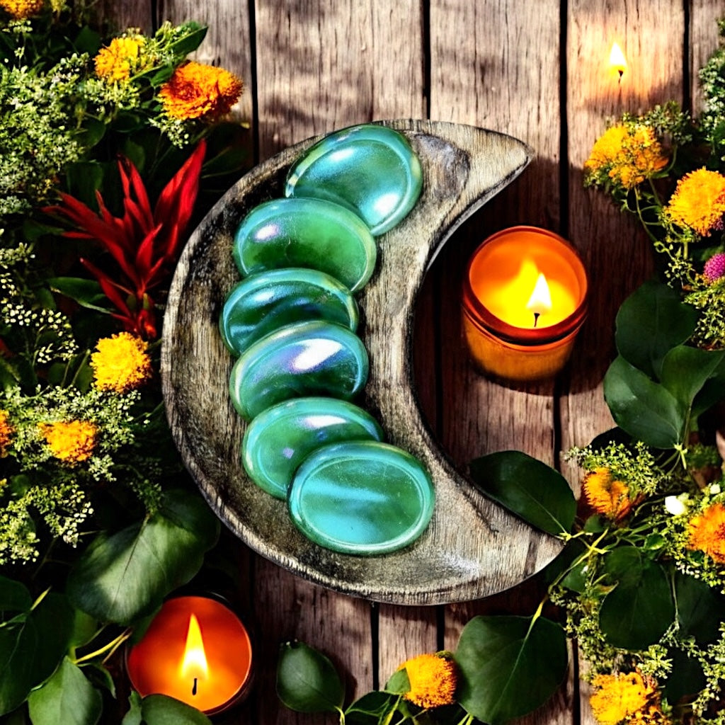 Aura Rose Quartz Worry Stone | Lime