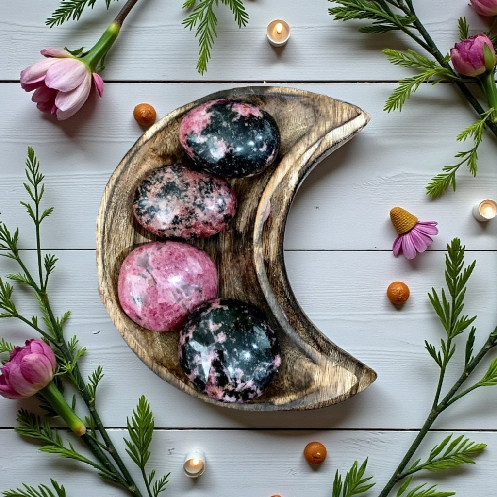 Rhodonite Palm Stone | Large