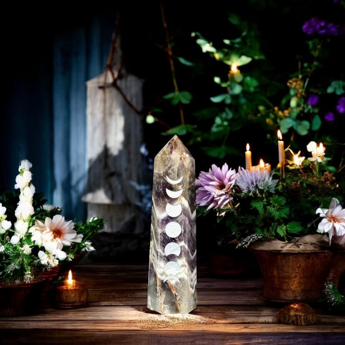 Chevron Amethyst Point | Moon Phase