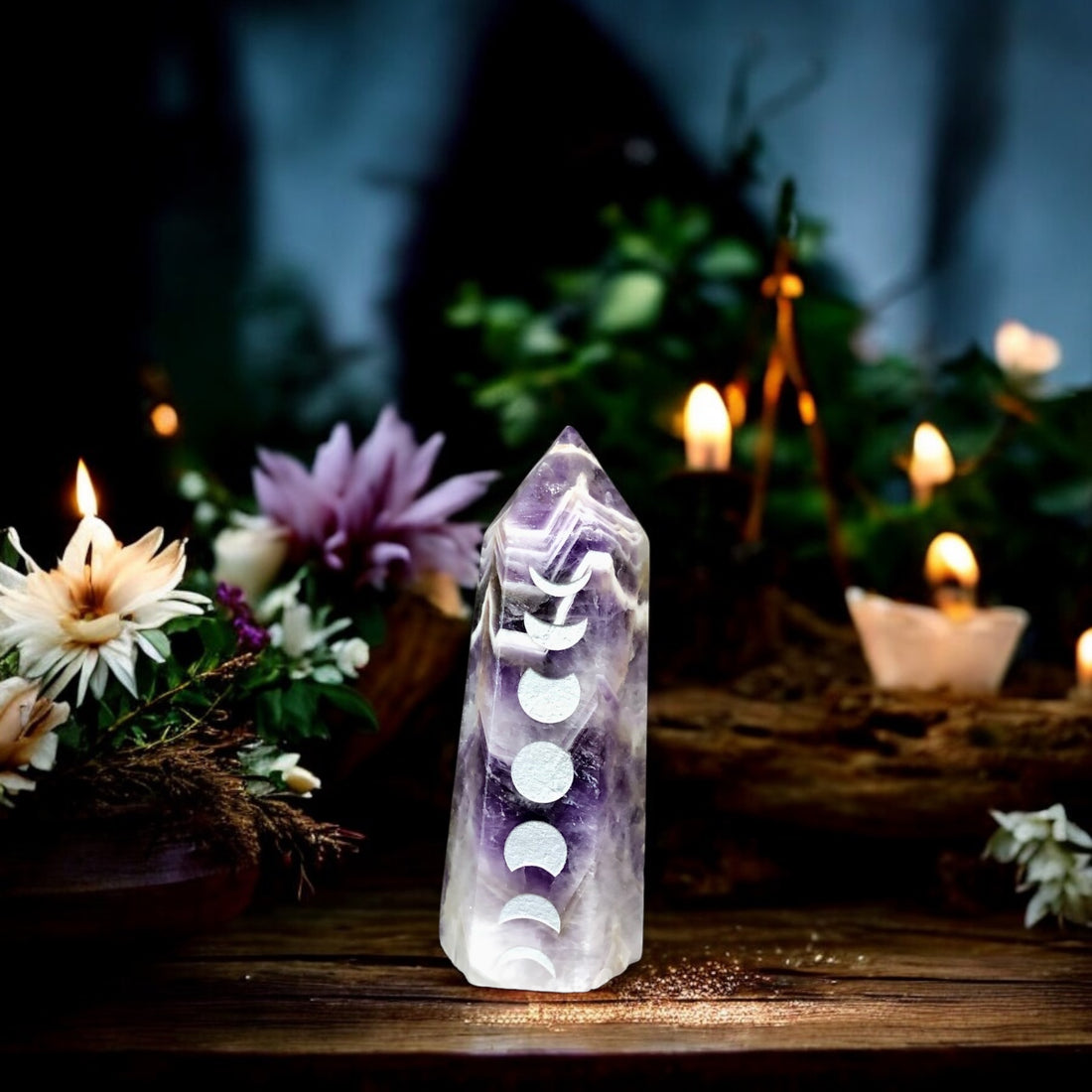 Chevron Amethyst Point | Moon Phase