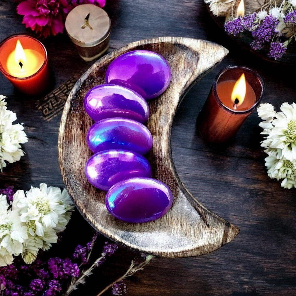 Aura Rose Quartz Pillow Palm Stone | Lavender