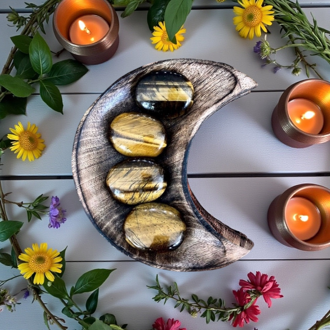 Tigers Eye Pillow Palm Stone