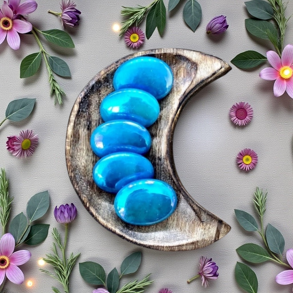 Aura Rose Quartz Pillow Palm Stone ~ Ocean