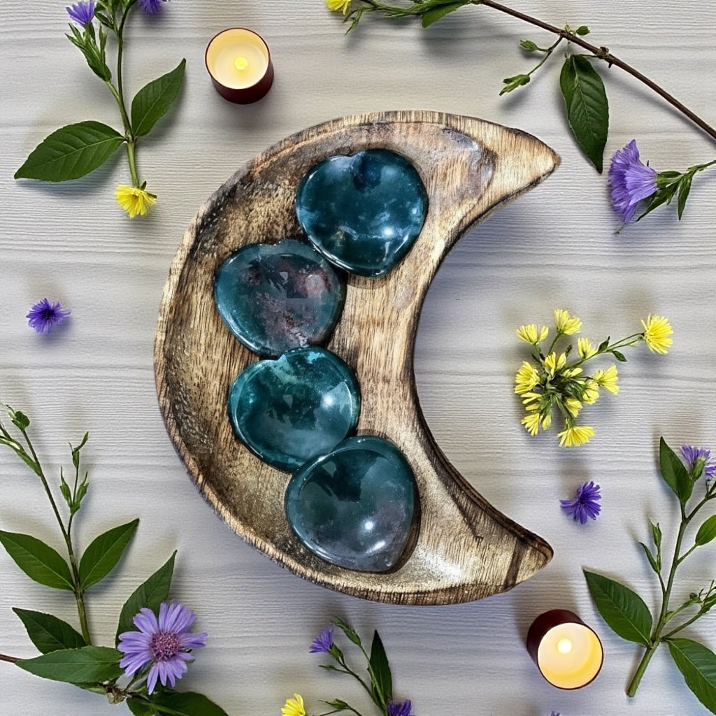 Moss Agate | Heart Worry Stone