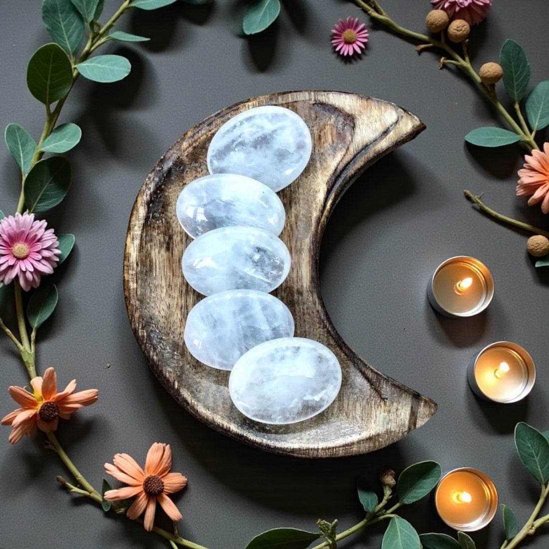 Clear Quartz Pillow Palm Stone