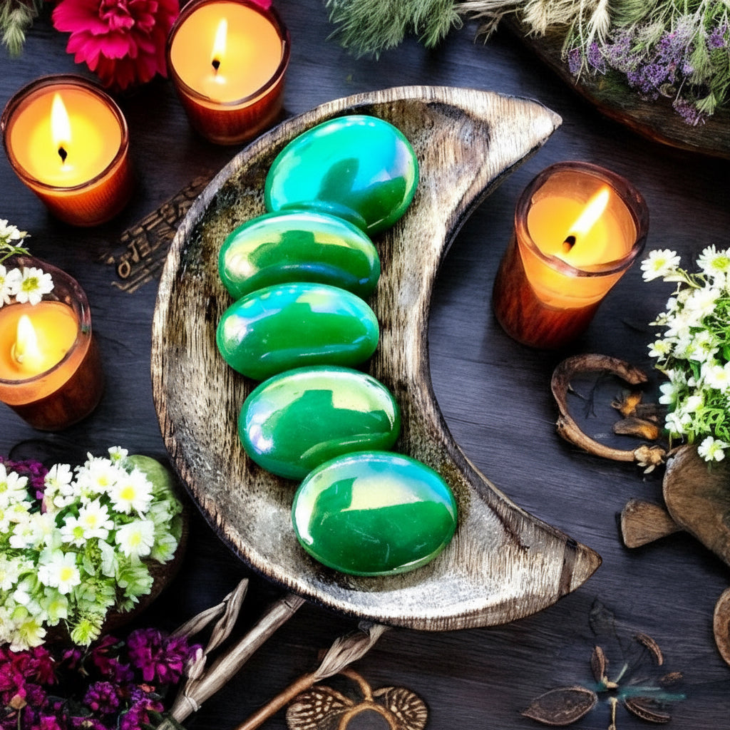 Aura Rose Quartz Pillow Palm Stone | Lime