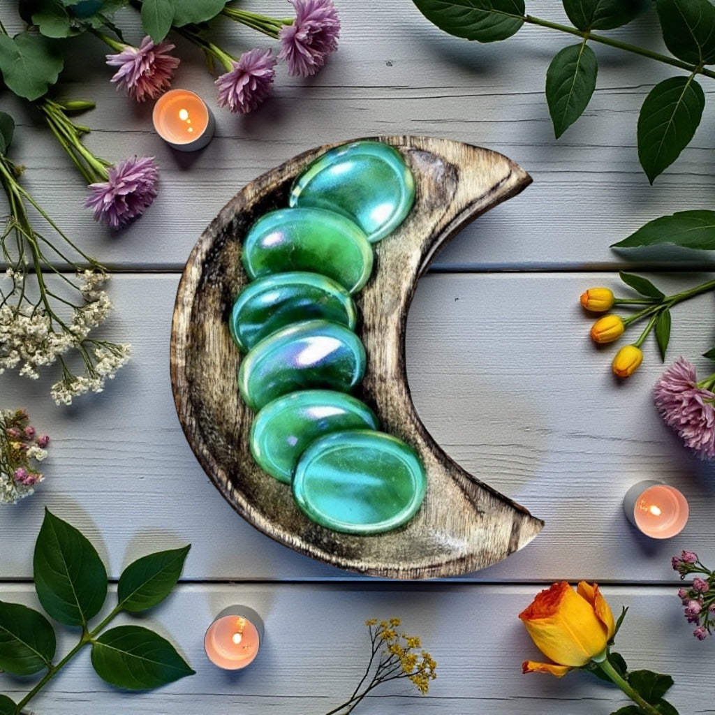 Aura Rose Quartz Worry Stone | Lime