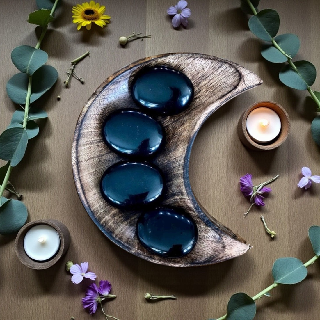 Black Obsidian Pillow Palm Stone