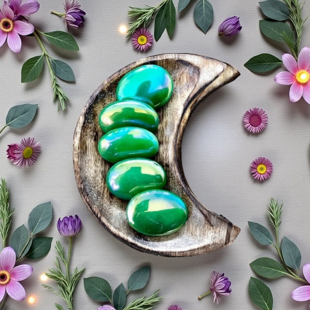 Aura Rose Quartz Pillow Palm Stone | Lime