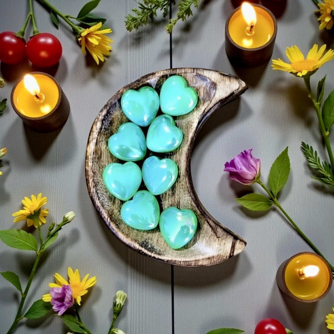 Opalite Aura Heart ~ Lime