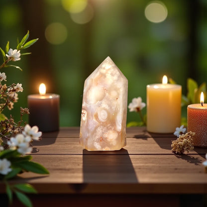 Flower Agate Obelisk