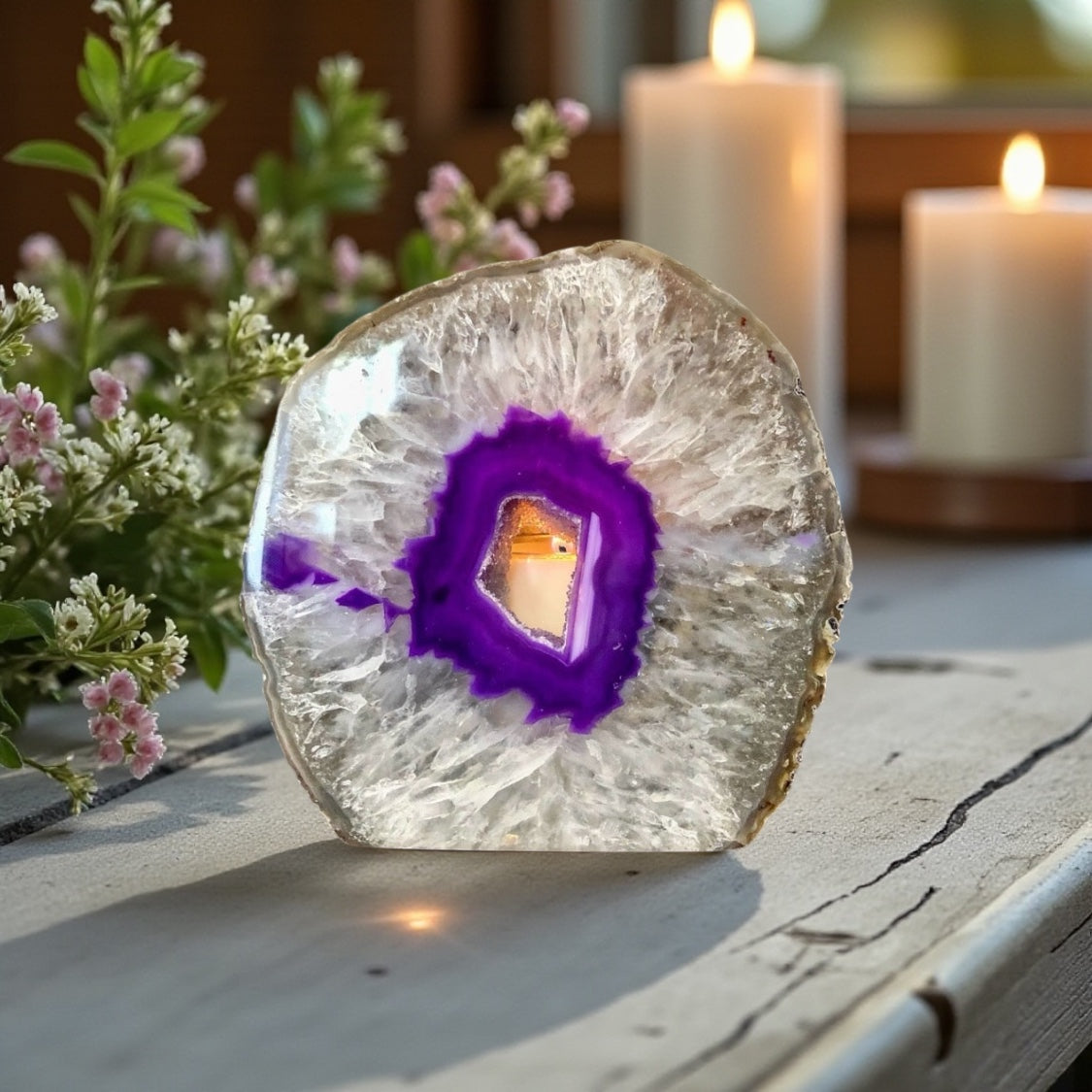 Agate Tea Light Candle Holder