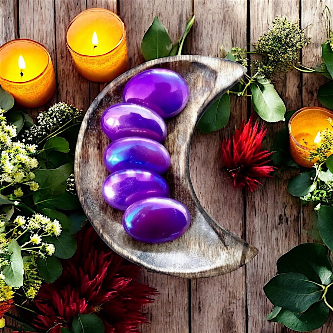 Aura Rose Quartz Pillow Palm Stone | Lavender