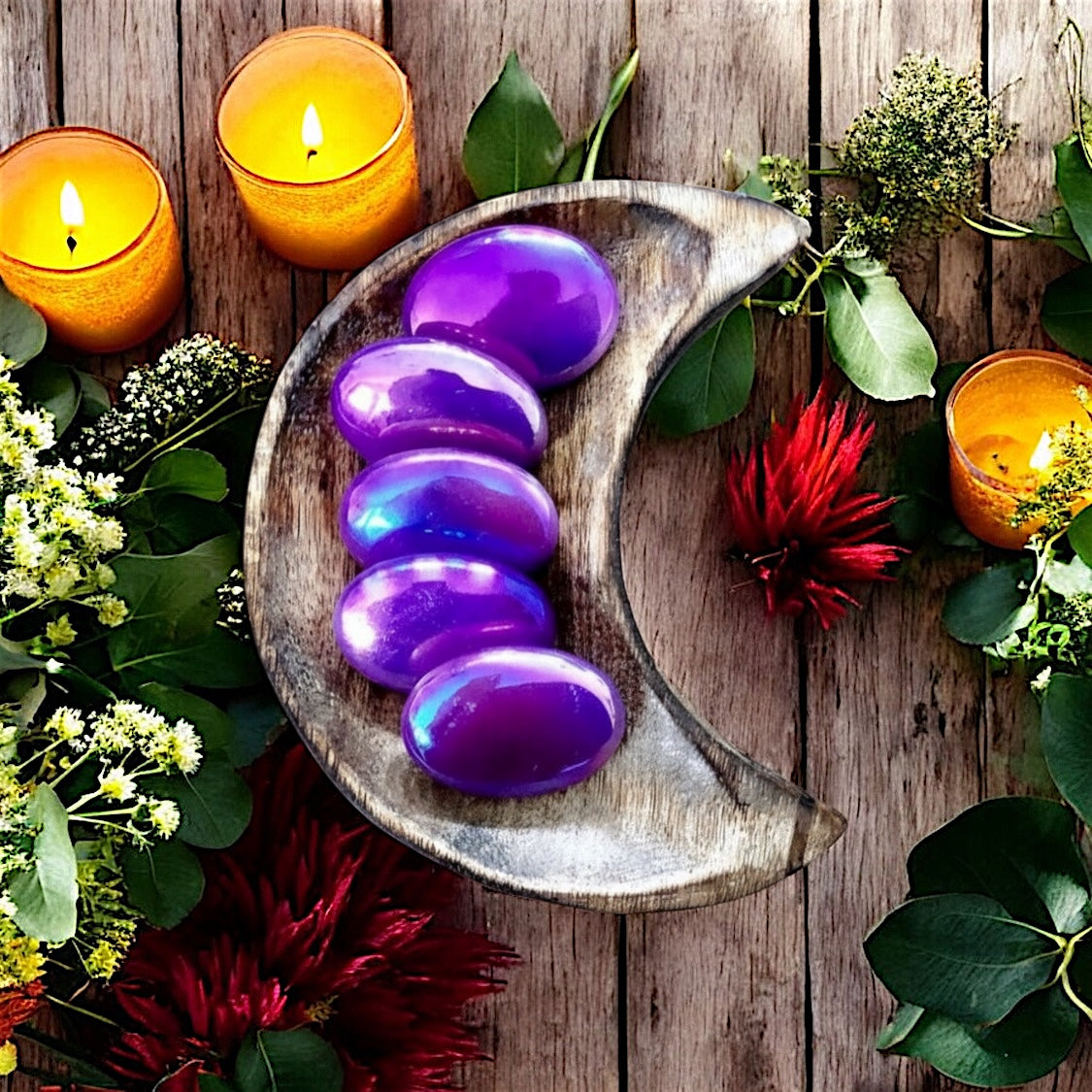 Aura Rose Quartz Pillow Palm Stone | Lavender