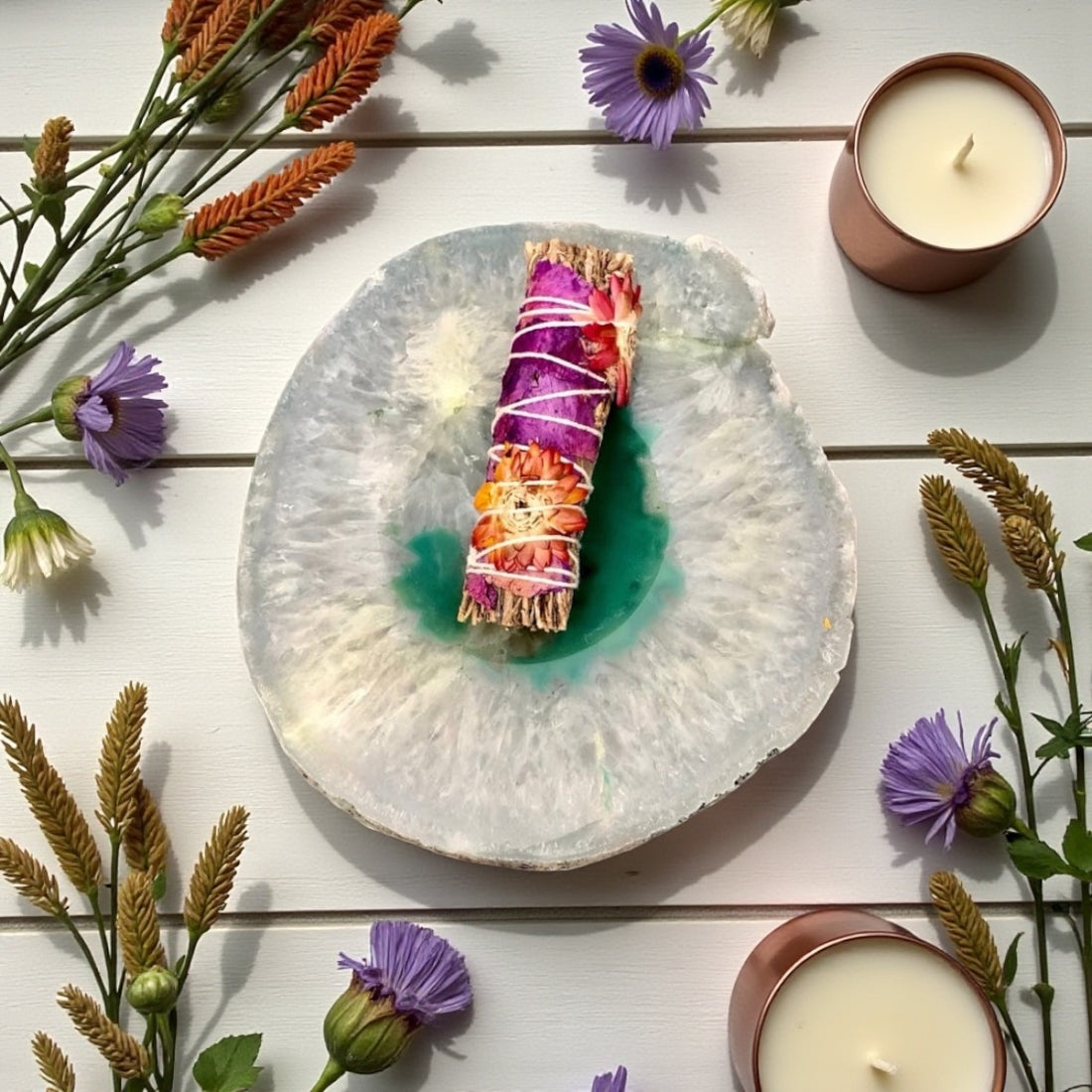 Agate Smudge Dish - Green