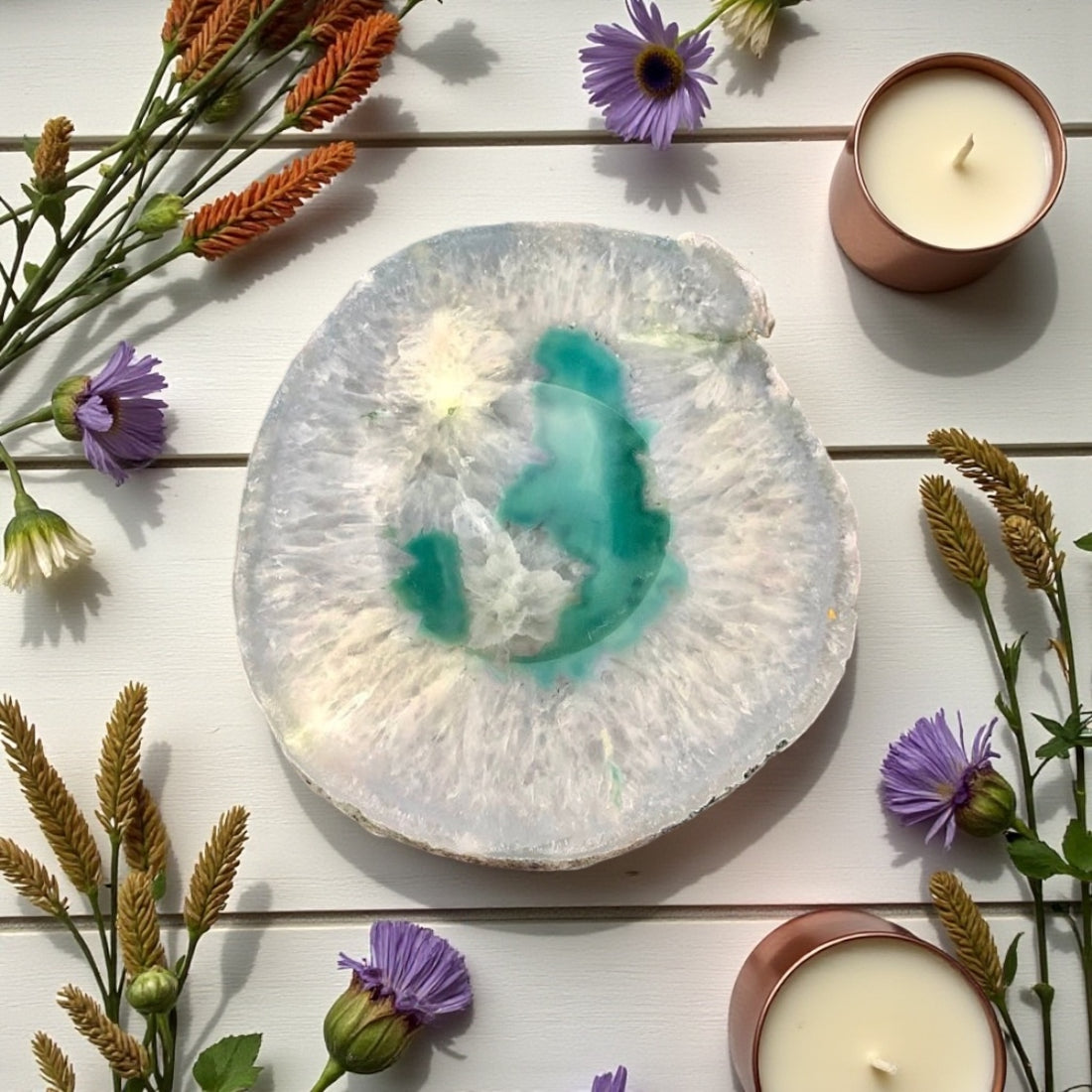 Agate Smudge Dish - Green