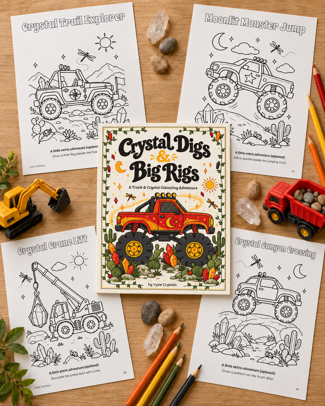 Crystal Digs &amp; Big Rigs - Kids Colouring Book