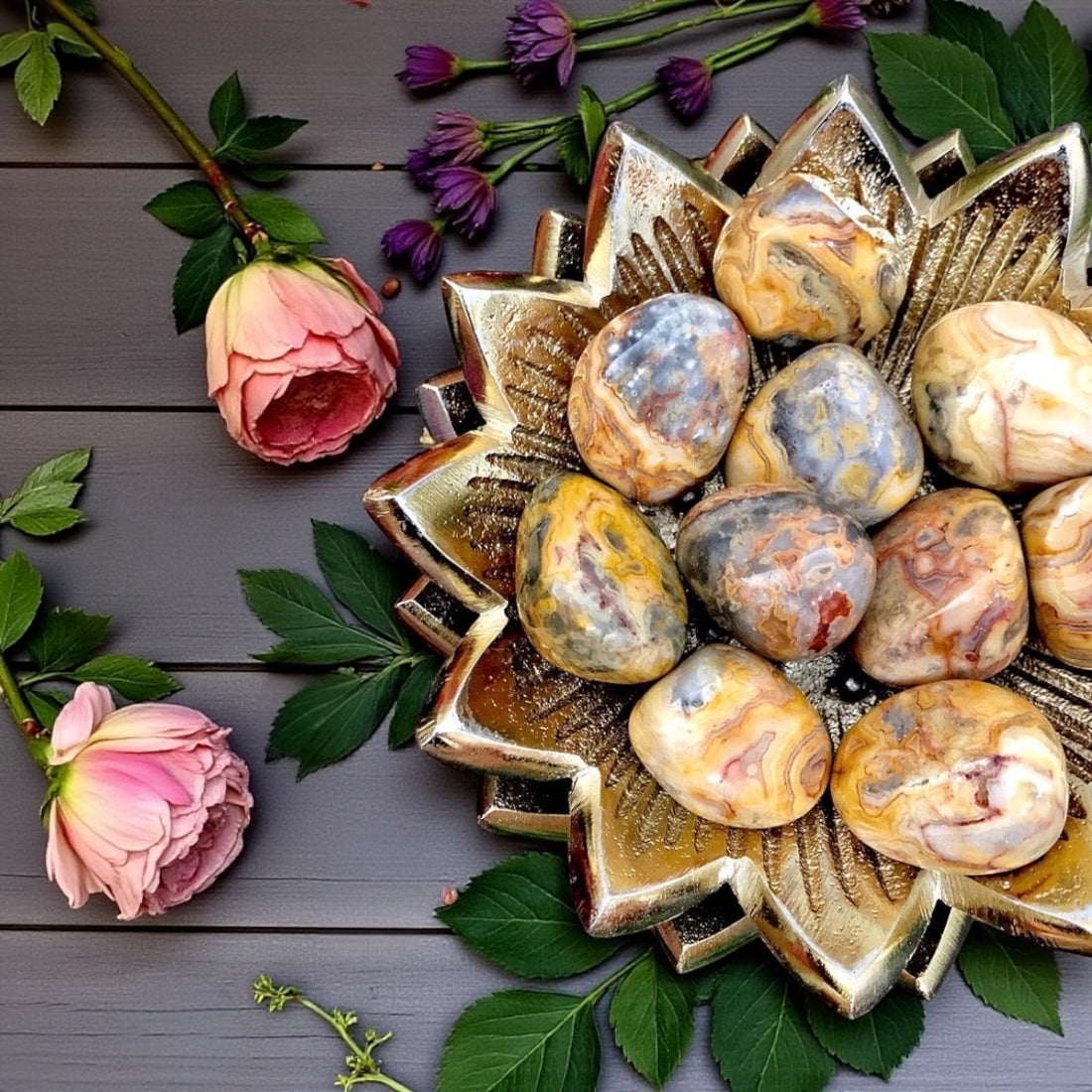 Crazy Lace Agate Tumbles | Yellow