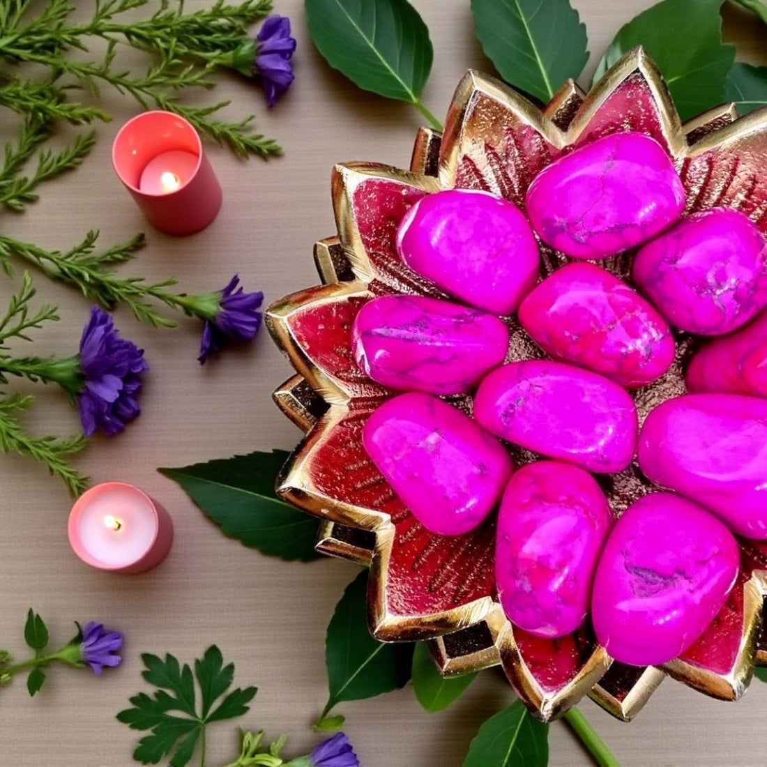 Howlite Tumbles | Flamingo Pink