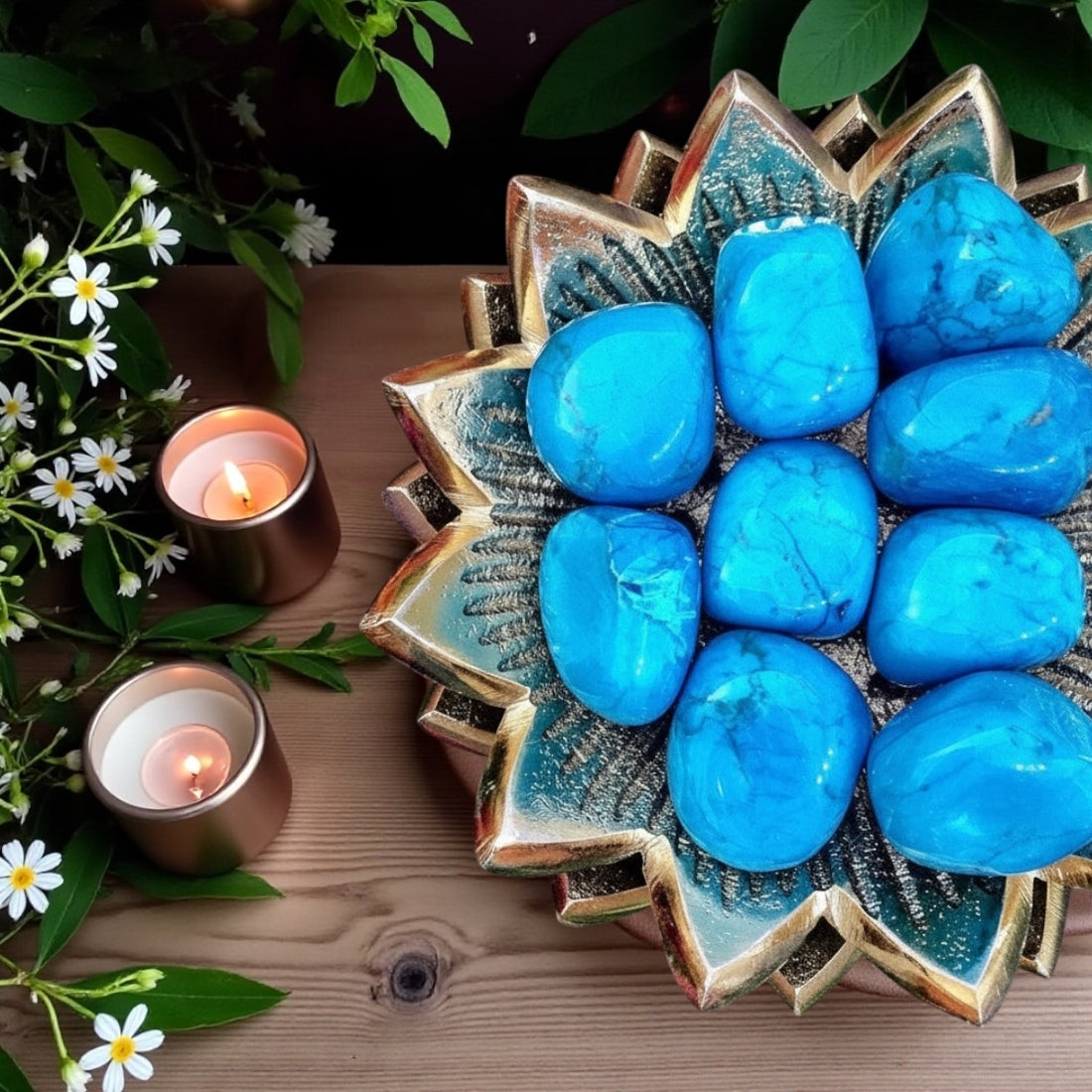 Howlite Tumbles | Turquoise