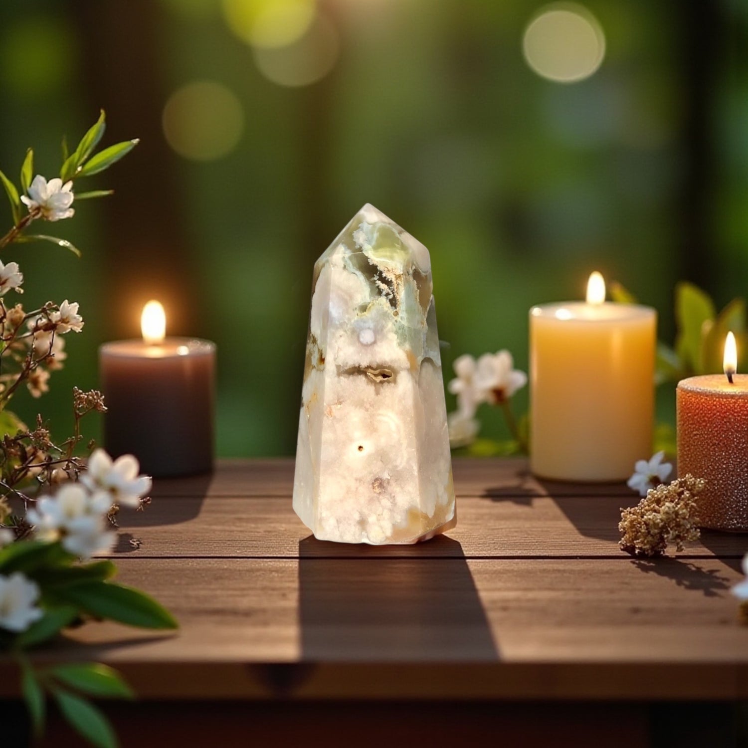 Flower Agate Obelisk