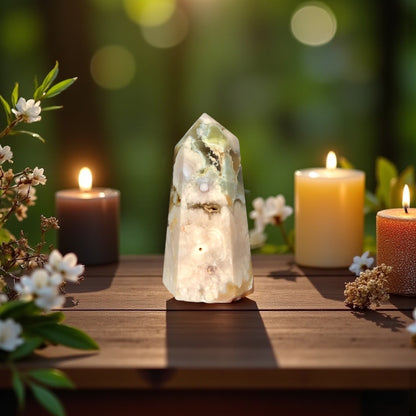 Flower Agate Obelisk