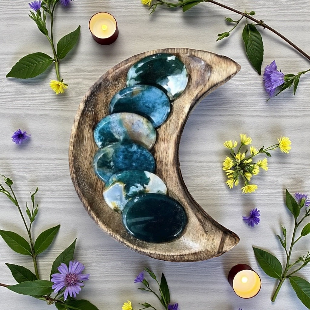 Moss Agate Worry Stone