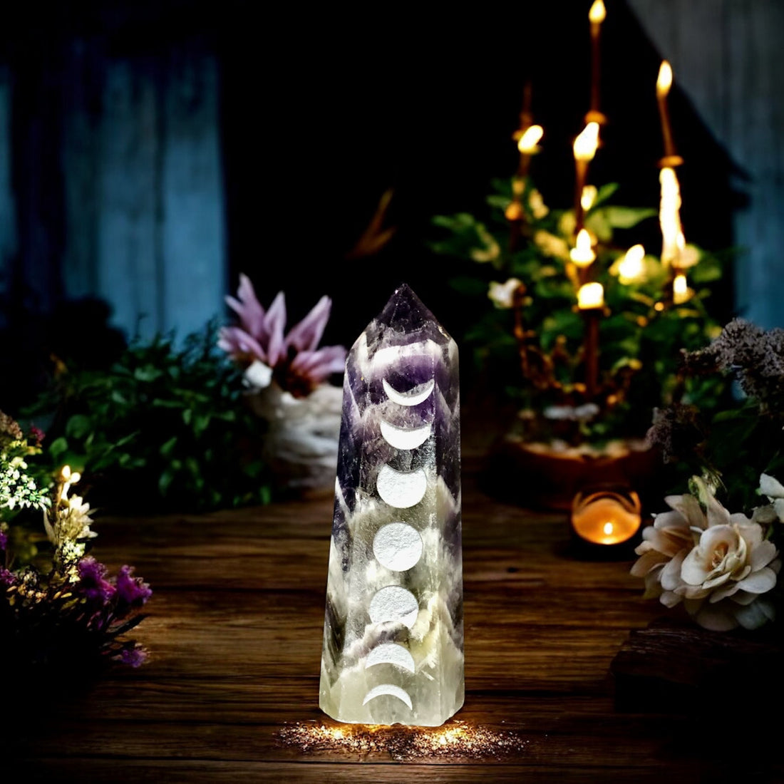 Chevron Amethyst Point | Moon Phase