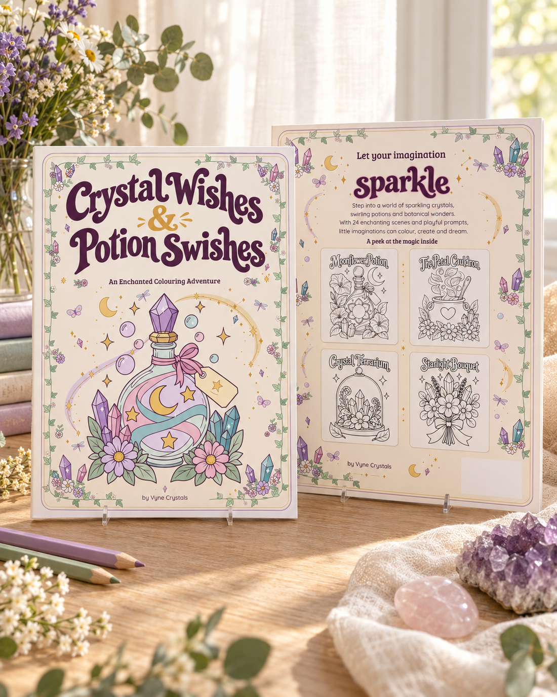 Crystal Wishes &amp; Potion Swishes - Kids Colouring Book