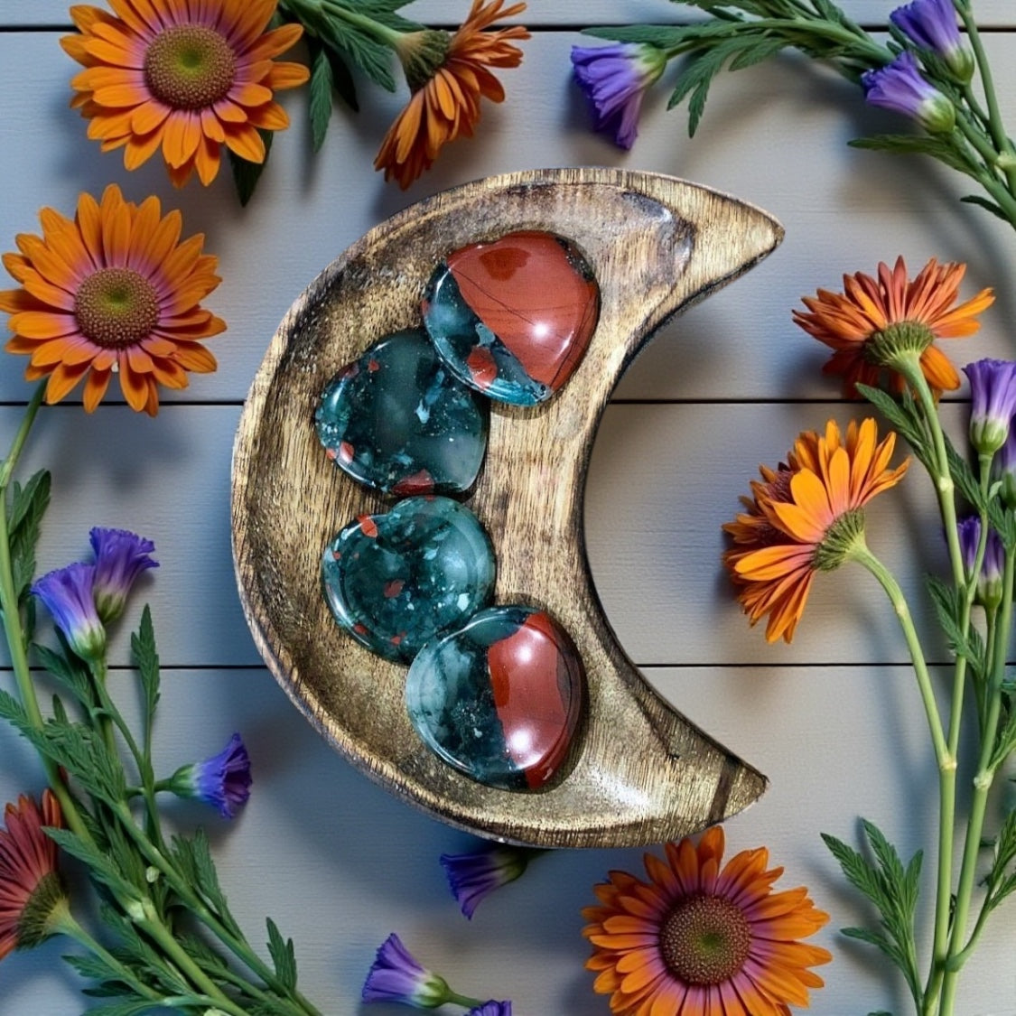 Bloodstone Jasper | Heart Worry Stone