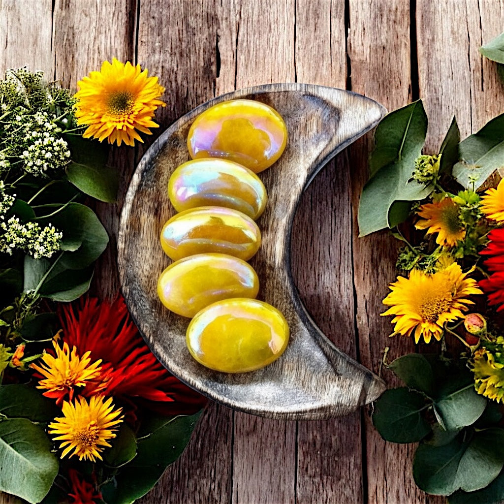 Aura Rose Quartz Pillow Palm Stone | Sunflower