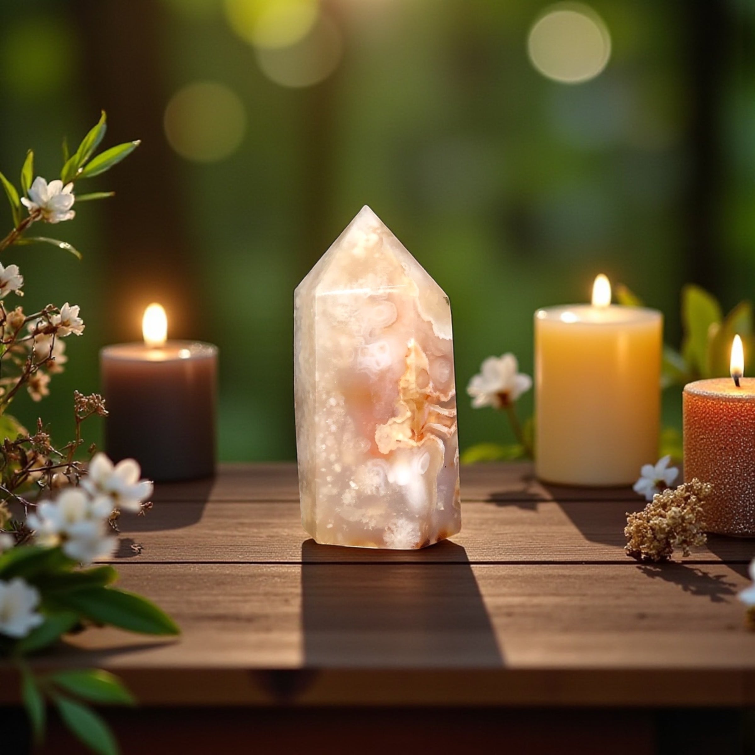 Flower Agate Obelisk