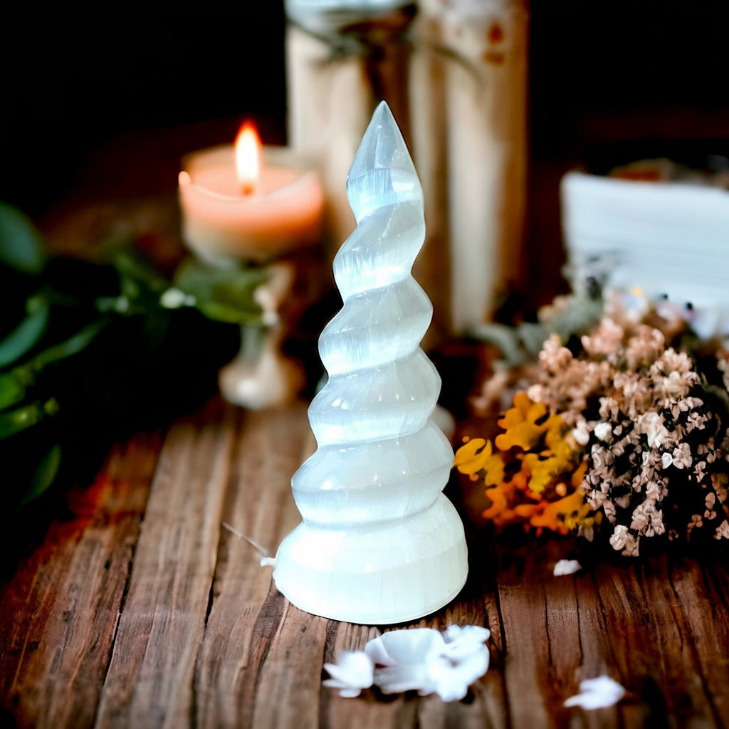 Selenite Unicorn Horn | Small