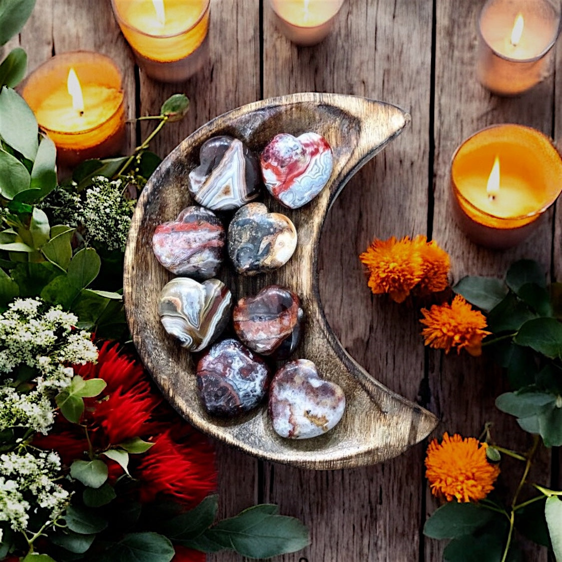 Crazy Lace Agate Heart | Red