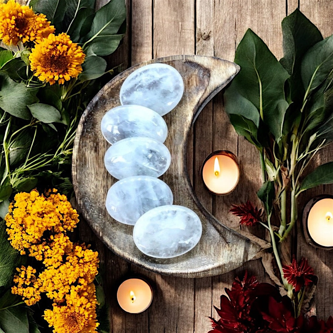 Clear Quartz Pillow Palm Stone