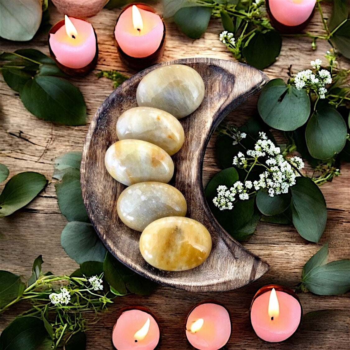 Lemon Calcite Pillow Palm Stone