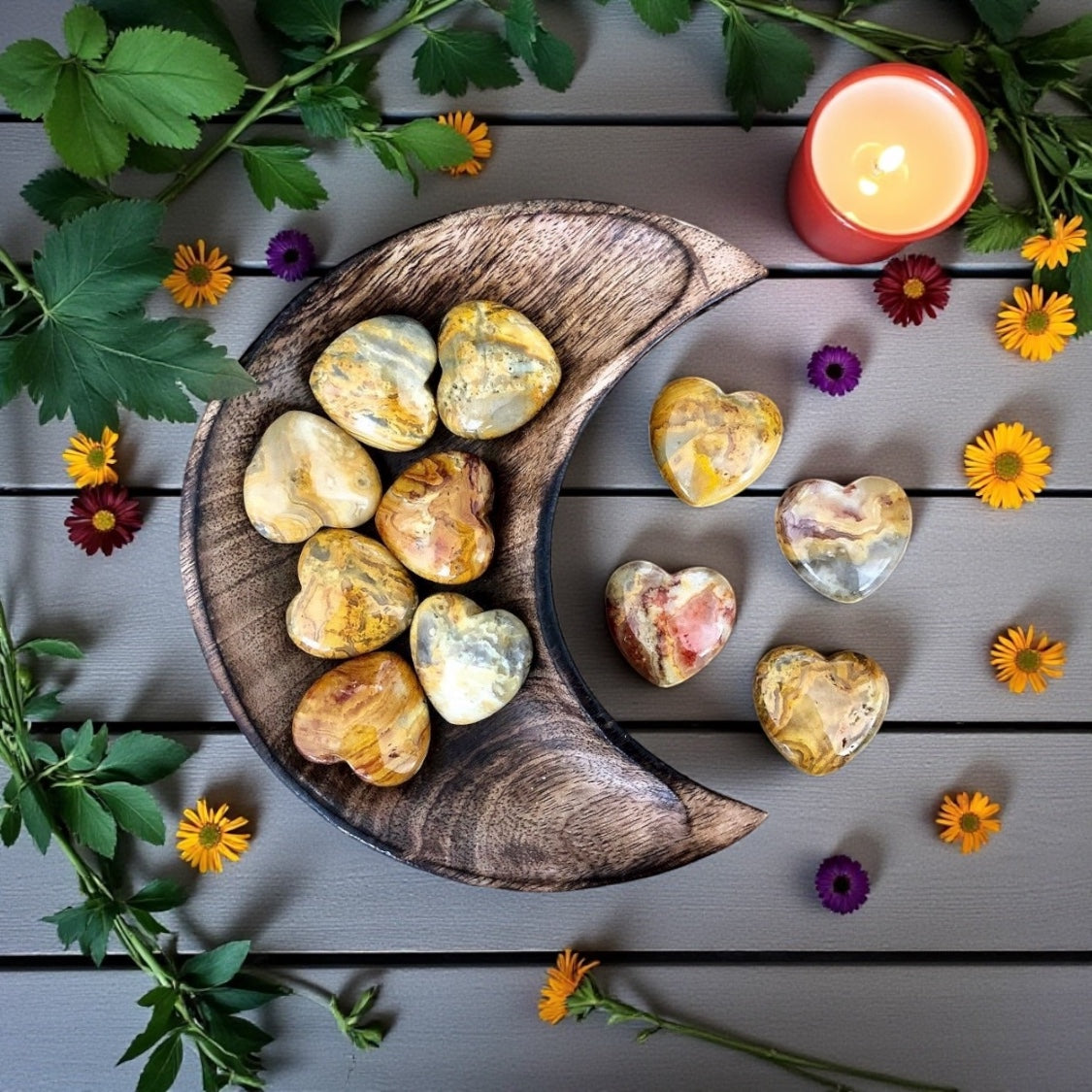 Crazy Lace Agate Heart | Yellow